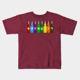 Zombie Perks Lined Up on Maroon Kids T-Shirt